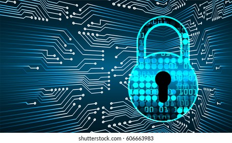 Closed Padlock on digital background, cyber security