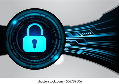 Closed Padlock on digital background, cyber security