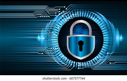 Closed Padlock on digital background, key cyber security