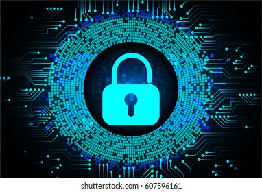 Closed Padlock on digital background, key cyber security
