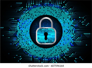 Closed Padlock on digital background, key cyber security