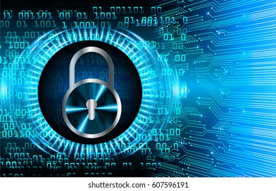 Closed Padlock on digital background, key cyber security