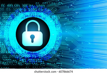 Closed Padlock on digital background, key cyber security