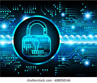 Closed Padlock on digital background, key cyber security