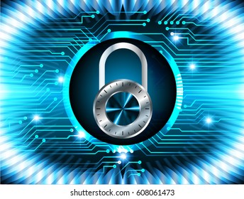 Closed Padlock on digital background, key cyber security