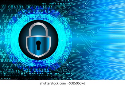 Closed Padlock on digital background, key cyber security