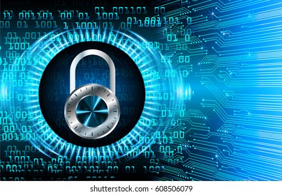 Closed Padlock on digital background, key cyber security