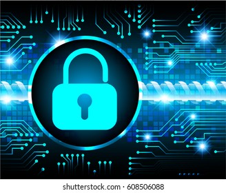 Closed Padlock on digital background, key cyber security