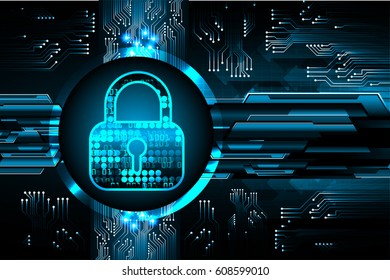 Closed Padlock on digital background, key cyber security