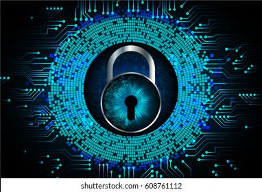 Closed Padlock on digital background, key cyber security