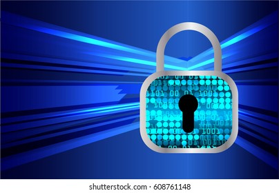 Closed Padlock on digital background, key cyber security