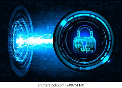 Closed Padlock on digital background, key cyber security