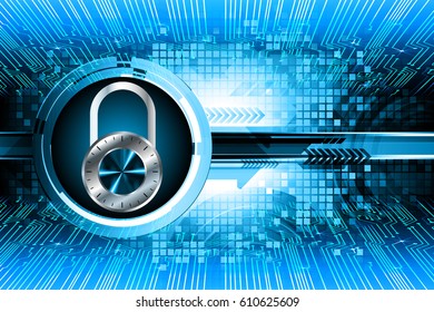 Closed Padlock on digital background, key cyber security