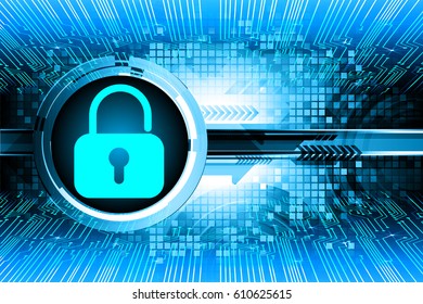Closed Padlock on digital background, key cyber security