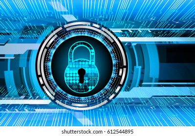 Closed Padlock on digital background, key cyber security