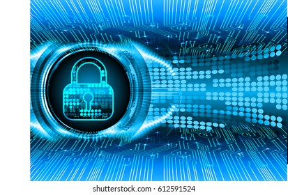 Closed Padlock on digital background, key cyber security
