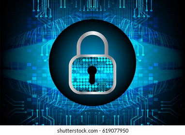 Closed Padlock on digital background, key cyber security
