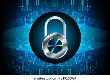 Closed Padlock on digital background, key cyber security