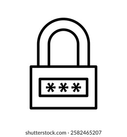 Closed padlock with three asterisks indicating a password, on a white background. Vector illustration