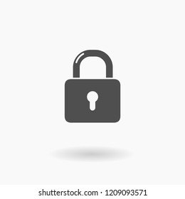 Closed Padlock vector Icon Illustration silhouette.