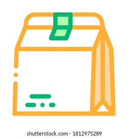 Closed Paper Bag For Food Packaging Vector Icon Thin Line. Carton Box Packaging Concept Linear Pictogram. Parcel, Shipping Delivery Service Illustration