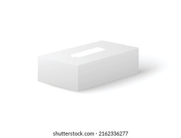 Closed paper napkins box mockup, realistic 3d vector illustration isolated on white background. Isometric rectangle cardboard container for tissues.