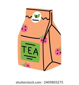 Closed Paper Tea Package for Market Merchandise Vector Illustration