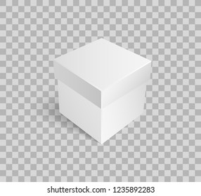 Closed parcel for packaging presents, empty gift icon vector. Square package box mockup, package 3D isometric. Cargo for shipping goods on transparent