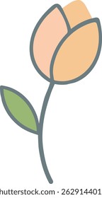 Um tulipa de cor pêssego fechado com haste verde.