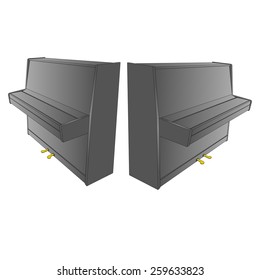 closed piano drawing with two pedals