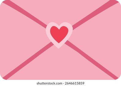 A closed pink envelope sealed with a red heart, perfect for Valentine's Day or love-themed communication designs and greeting illustrations.