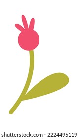 Icono plano de flor de primavera rosa cerrada