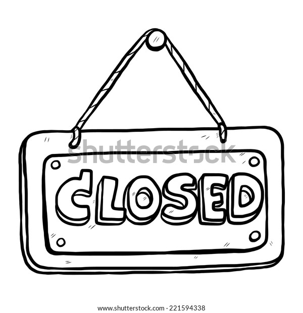 Closed Placard Cartoon Vector Illustration Black Stock Vector (Royalty ...