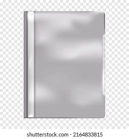 Closed Plastic File Folder Realistic Mockup. Empty Document Binder PVC Cover Vector Mock-up