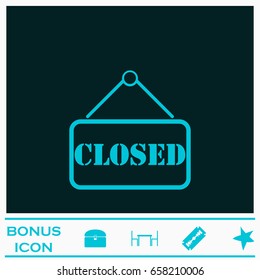 Closed plate icon flat. Blue pictogram on dark background. Vector illustration symbol and bonus icons