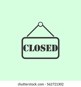 Closed plate icon flat. Grey vector symbol on green background