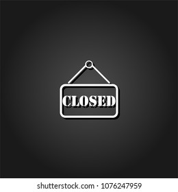 Closed plate icon flat. Simple White pictogram on black background with shadow. Vector illustration symbol