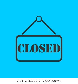 Closed plate icon flat. Simple vector black pictogram on blue background