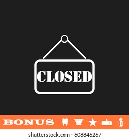 Closed plate icon flat. White pictogram on black background. Vector illustration symbol and bonus button tooth, vase, star, mirror, bottle