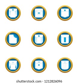 Closed pocket icons set. Flat set of 9 closed pocket vector icons for web isolated on white background