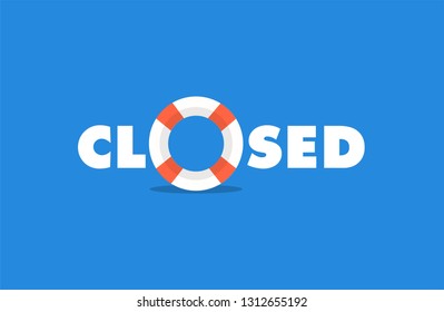 Closed Pool Sign with Lifebuoy 