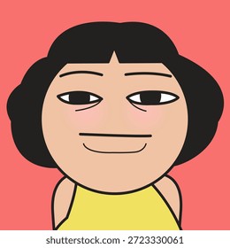 Cerrado Retrato de una cara cansada divertida Concepto de dama Ilustración de personaje de dibujos animados