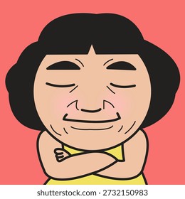 Closed Up Portrait Of A Smiling Calm Lady Concept Cartoon Character illustration