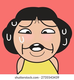 Closed Up Portrait Of A Terrified Lady With Panic Face Concept Cartoon Character illustration