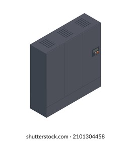 Geschlossene Racks für das Innere des Rechenzentrums - Icon 3d, Vektorgrafik