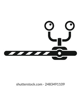 Closed railway crossing barrier with lights icon simple vector. Warm pass. Station traffic