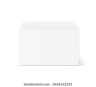 Closed realistic cardboard packaging box mockup. Vector illustration on white background. Can be use for medicine, food, cosmetic and other. Ready for your presentation. EPS10.