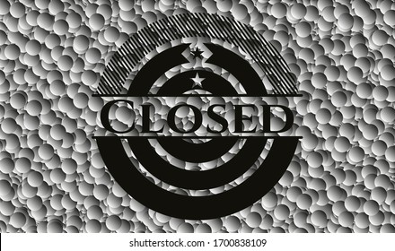 Closed realistic dark emblem with bubbles background. Vector Illustration. Detailed.