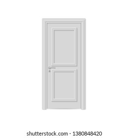 closed realistic door isolated on white background