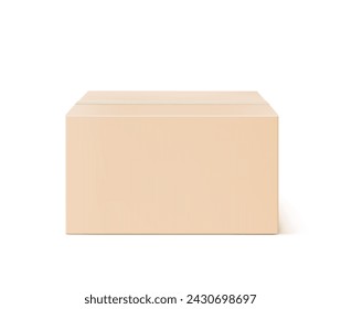 Closed realistic kraft cardboard packaging box mockup. Vector illustration on white background. Can be use for medicine, food, cosmetic and other. Ready for your presentation. EPS10.	